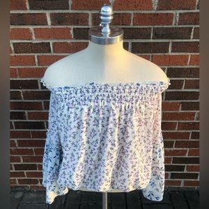 𝅺Free People Women's Rose Valley Floral Off The Shoulder Blouse Size Medium